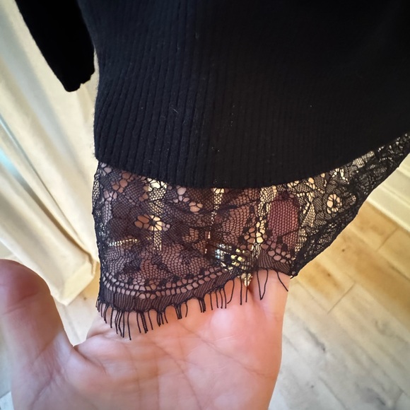 Joie Black Lace Hem Cashmere Sweater - Picture 2 of 7